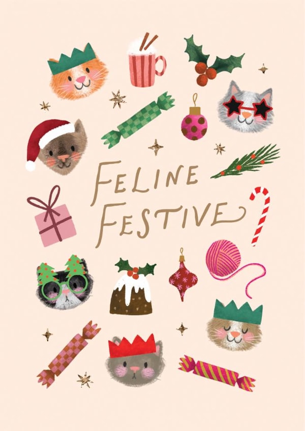 Cute Christmas Card - Feline Festive - Cats created by Studio Mads