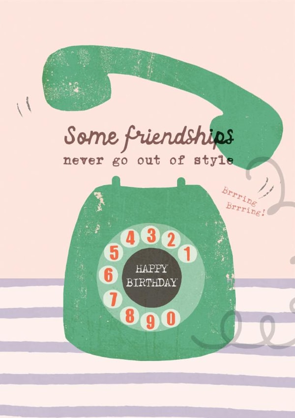 Classic Birthday Card - For Friend - Retro Telephone created by Francesca Iannaccone