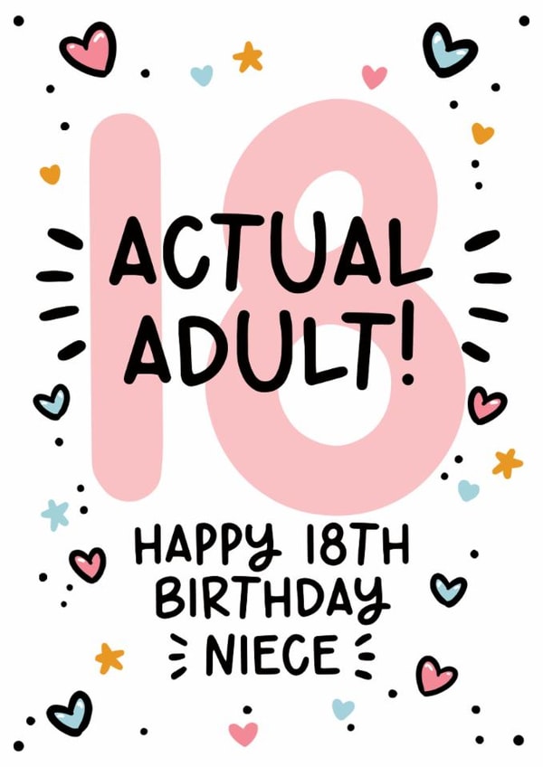 Cute 18th Birthday card for your Niece created by Lyndsay Moon