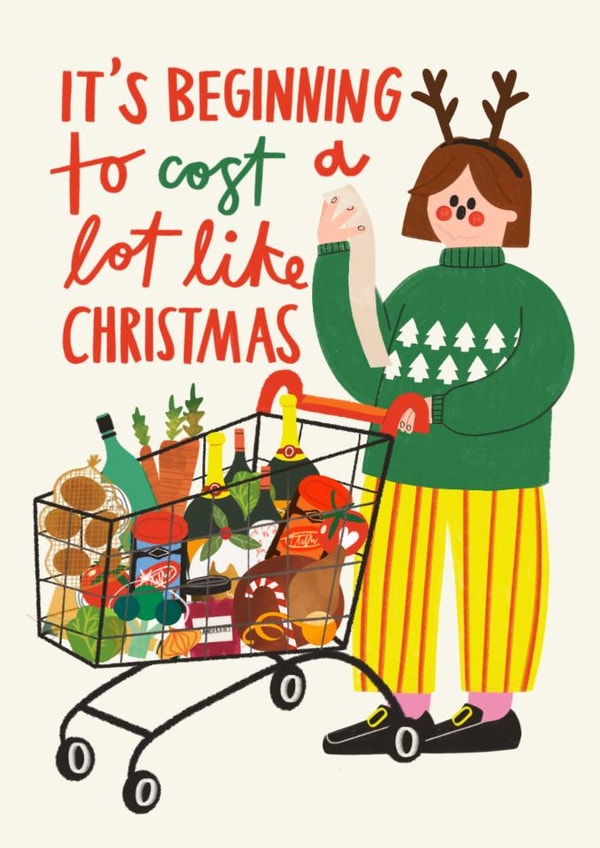 Funny Christmas Card - Cost Of Living Christmas Shop - Beginning To Cost A Lot created by AbiGoLucky