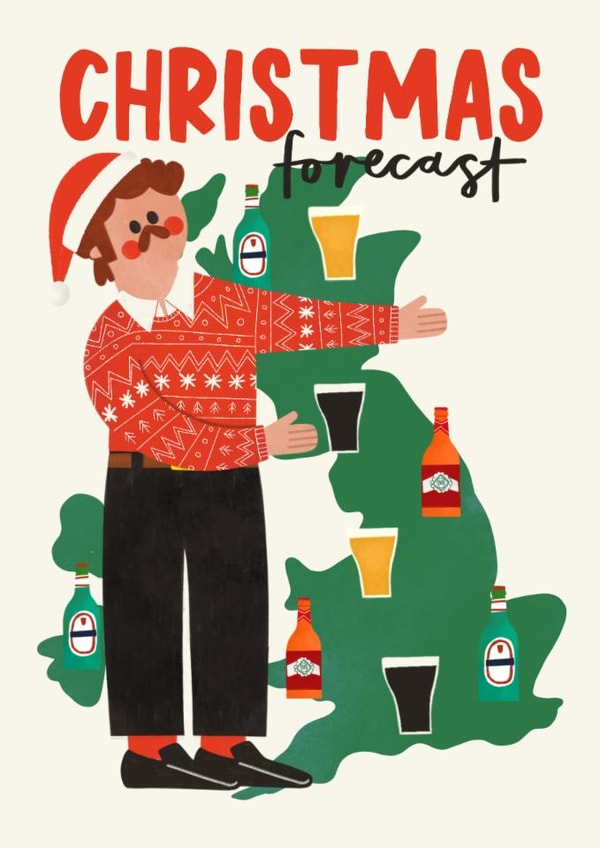 Funny Christmas Card - Christmas Forecast - Alcohol created by AbiGoLucky