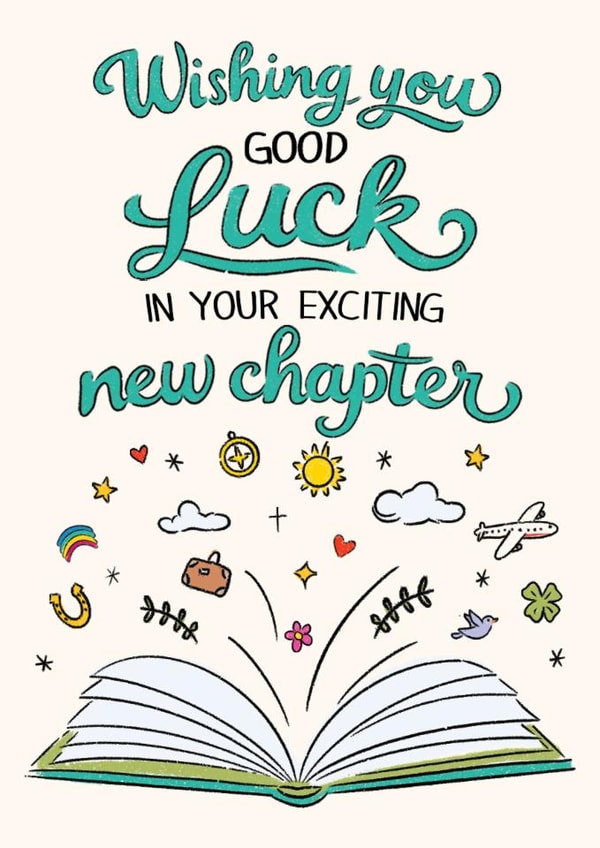 Classic Good Luck Card - New Chapter - Book created by Lyndsay Moon