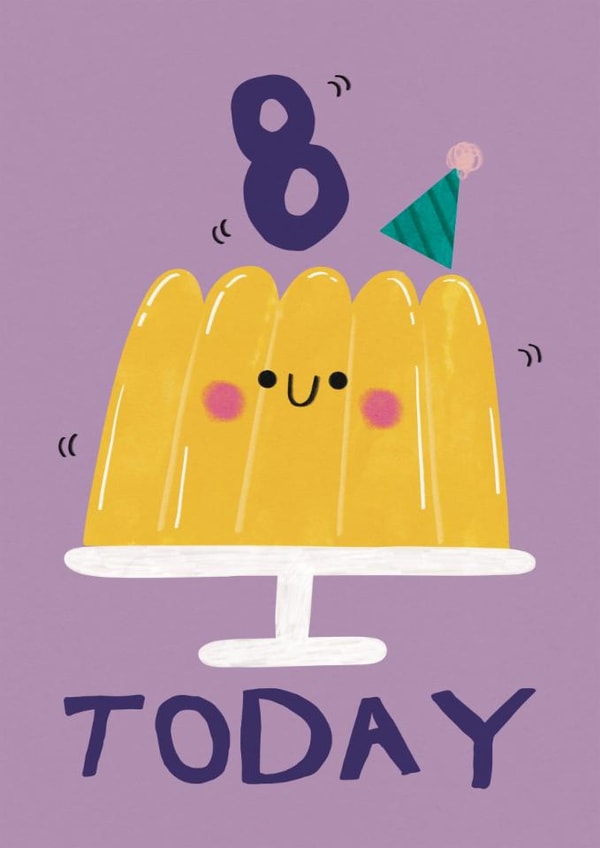 Cute 8th Birthday Card - Jelly - Party Hat created by Alice Mole Illustration
