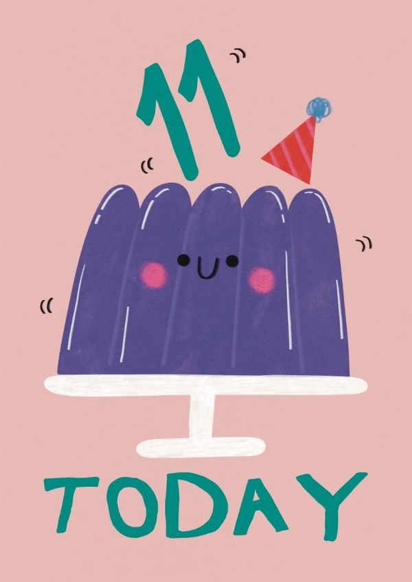 Cute 11th Birthday Card - Jelly - Party Hat created by Alice Mole Illustration