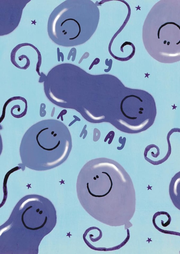 Cute Birthday Card - Smiley Faces - Balloons created by Giddy Kipper