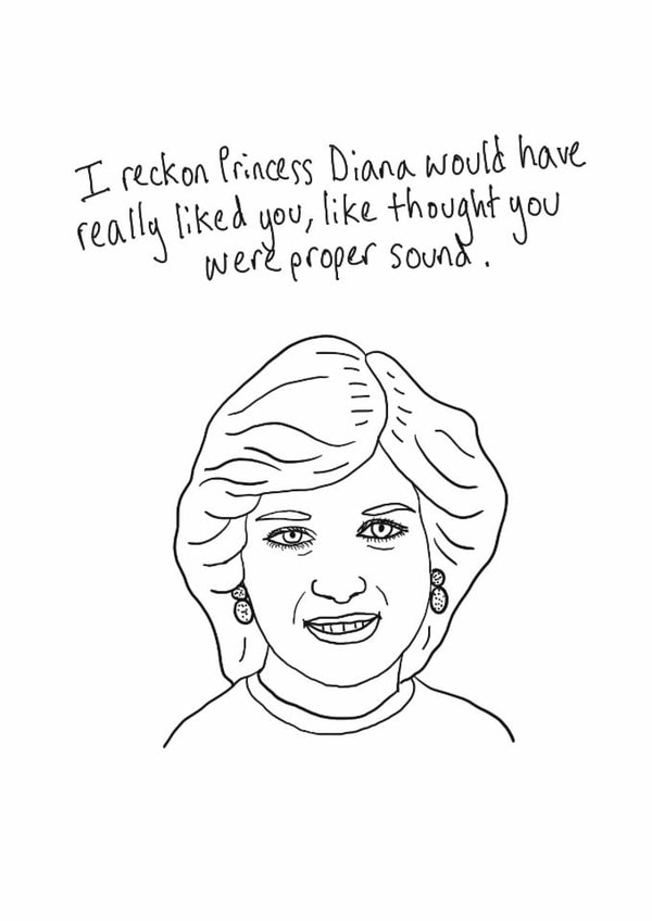 Funny Birthday/Just Because Card - Princess Diana - Proper Sound created by Front Bum