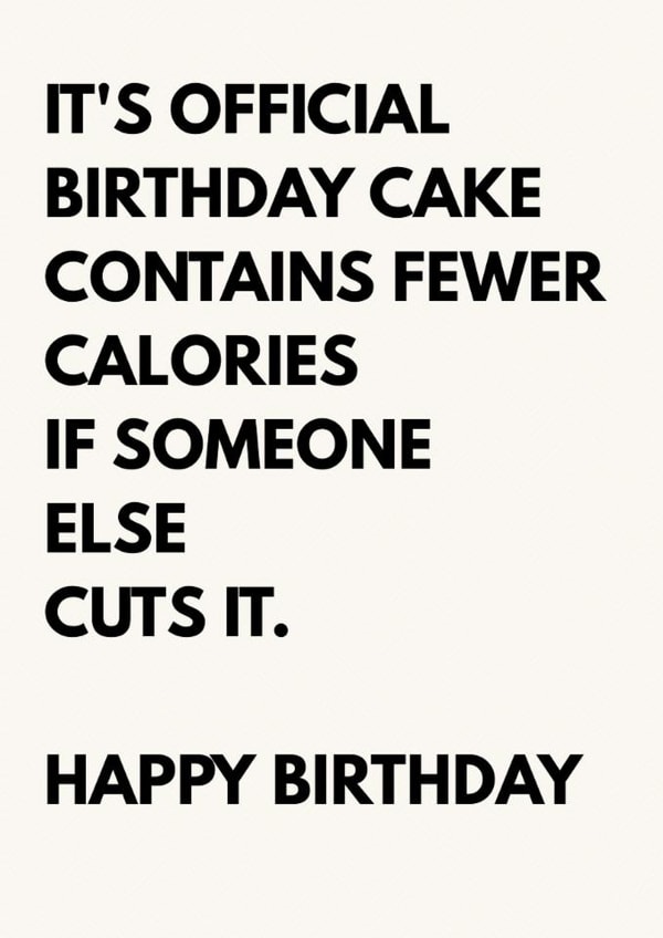 Funny Birthday Card for Friend – Cake Has Fewer Calories If Shared created by The Awkward Card Company 
