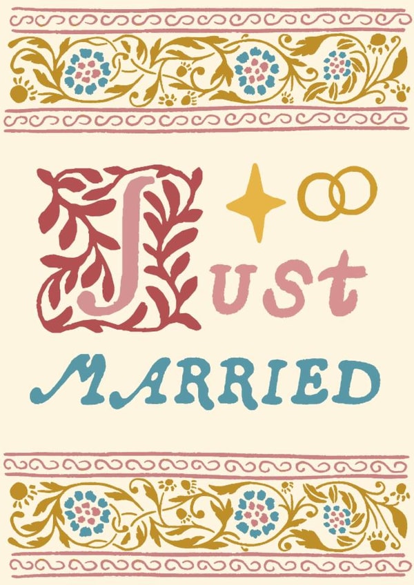Pretty Wedding Card - Just Married - Floral Design created by URGHH Card Co.