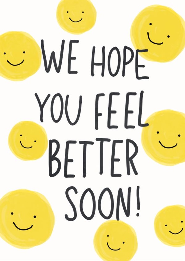 Group Get Well Soon Card, Cute Yellow Smiley Face Recovery Card created by @Hurray Haus