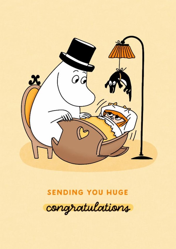 Cute New Baby Card - Moomin - Sending You Huge Congratulations! created by Moomin Characters