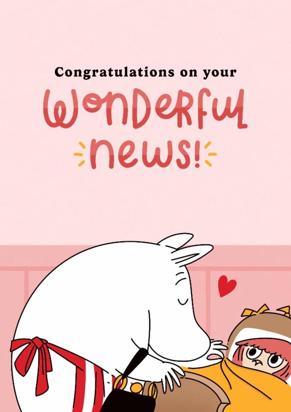 Cute New Baby Card - Moomin - Congratulations On Your Wonderful News! - Girl created by Moomin Characters