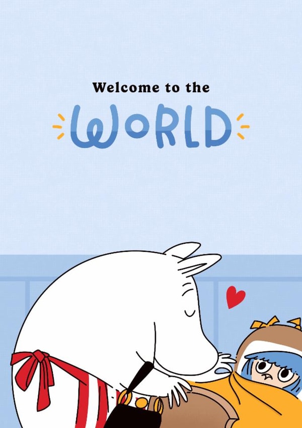 Cute New Baby Card - Moomin - Welcome To The World - Boy created by Moomin Characters