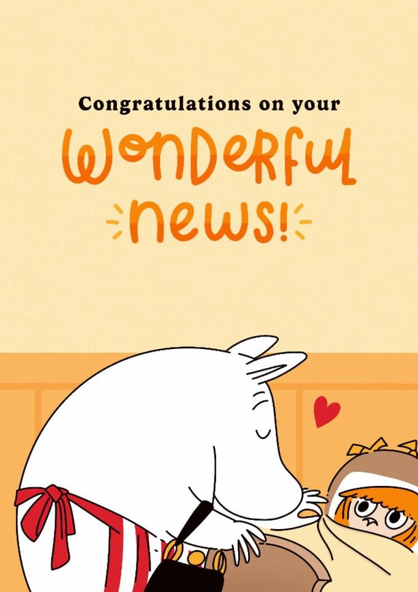 Cute New Baby Card - Moomin - Congratulations On Your Wonderful News! created by Moomin Characters