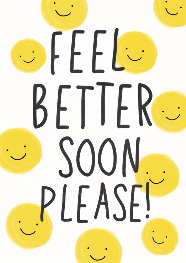 Cute Smiley Face Get Well Soon Card, Bright & Happy Recovery Card created by @Hurray Haus