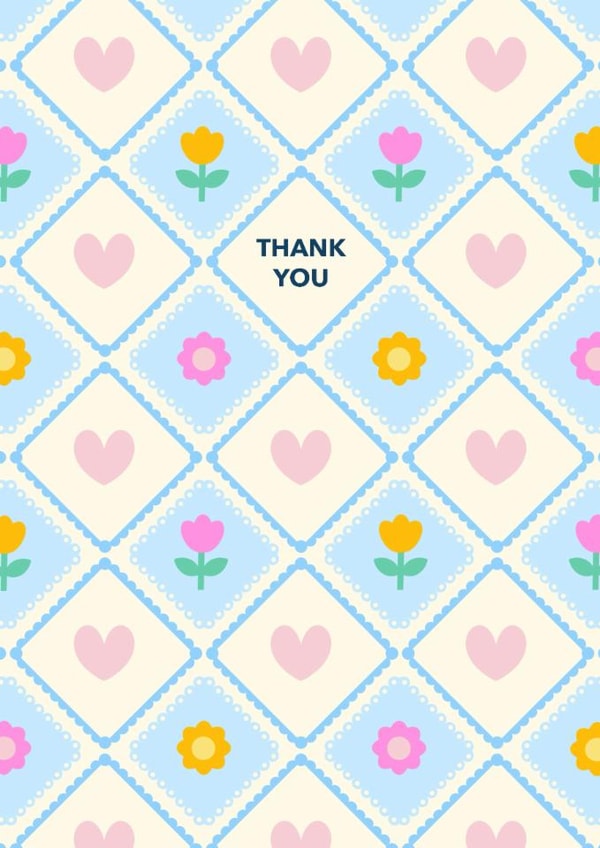 Pretty Thank You Card - Cute Floral Hearts created by Jessica Rachel Sharp