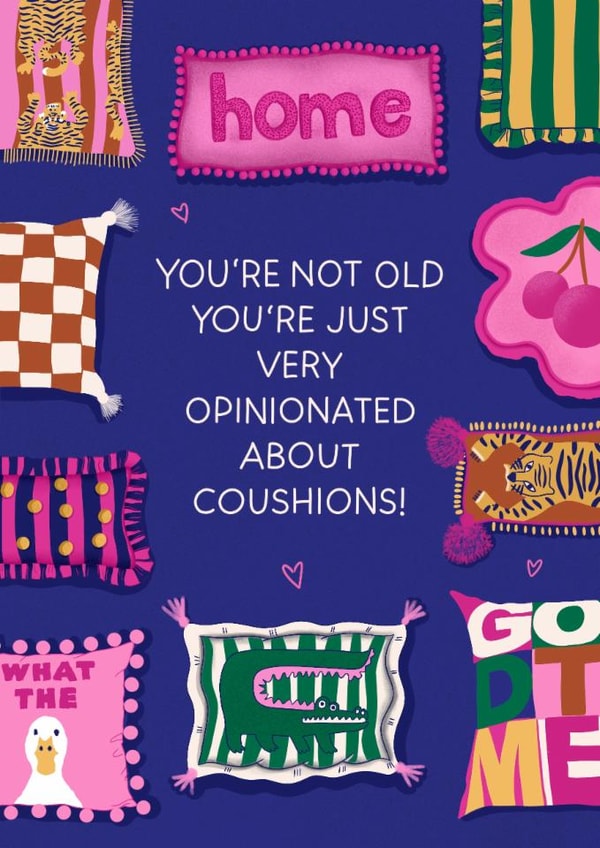 Funny Birthday Card - Cushion Opinions created by Kasia Cards