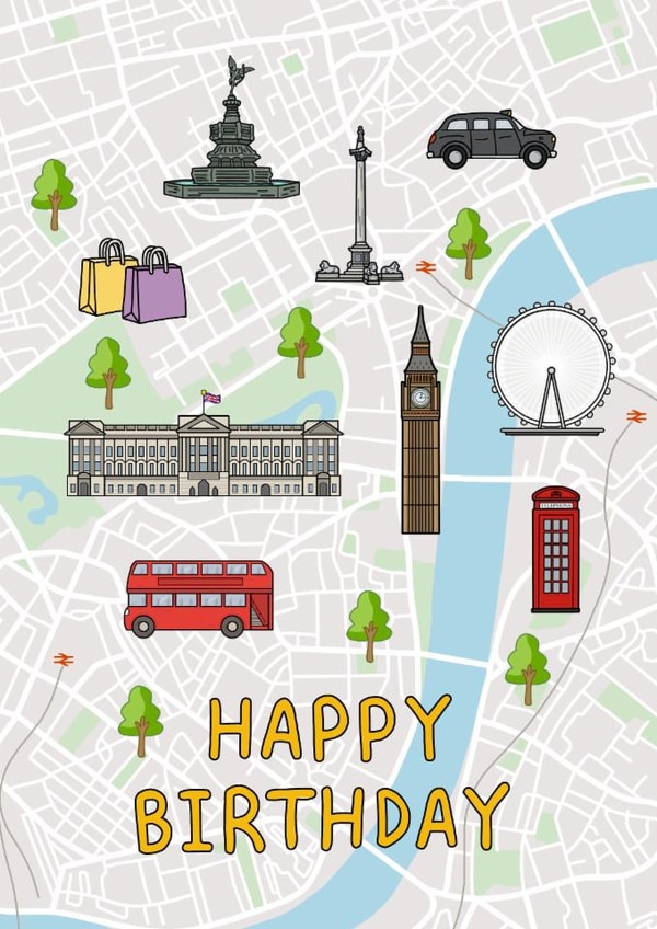 Fun London-themed birthday card created by That Little Map Shop