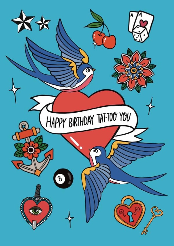 Tattoo Birthday Card, Alternative Style Birthday Card, Birthday Card for Him, created by Sinead McArdle