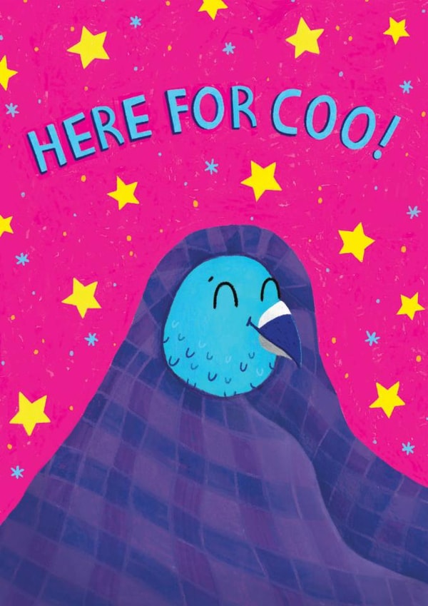 Cute Thinking Of You Or Get Well Pigeon Card For Loved One - Here For Coo! created by Bethany Evelyn