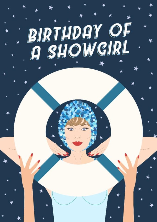 Taylor Swift Birthday Card - Showgirl Era - Swiftie Card For Friends created by Sad Girl Illustration