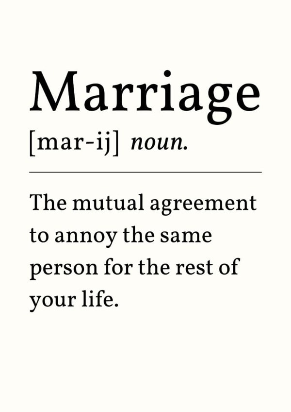 Funny Wedding Card - Marriage Definition created by Sundiva Designs
