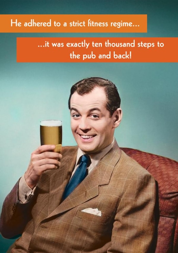 Funny Birthday Card - Fitness Regime - Pub Steps created by Quitting Hollywood
