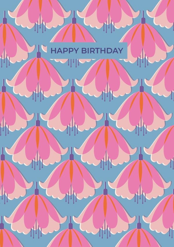 Arty Birthday Card - Retro Fuschia Pattern created by Taya Cosgrove
