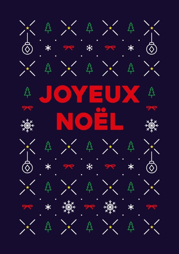 French, Joyeux noël, classic, cute Christmas pattern card for anyone. created by Pens & Pixels