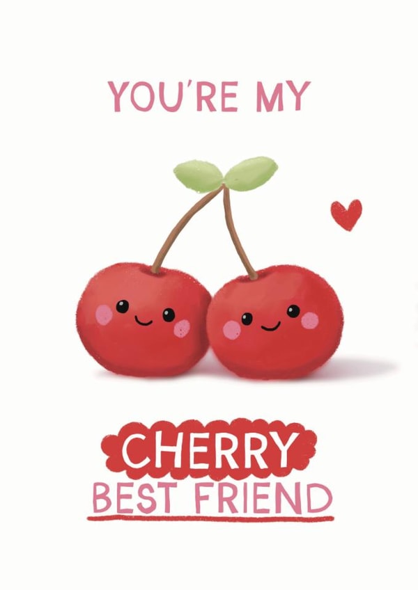 Cute Cherry best friend card - cherries friendship created by Giddy Kipper