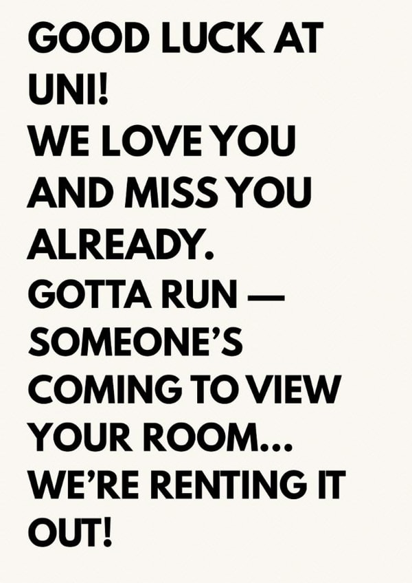 Funny Good Luck at University Card – We Love You, Miss You Already created by The Awkward Card Company