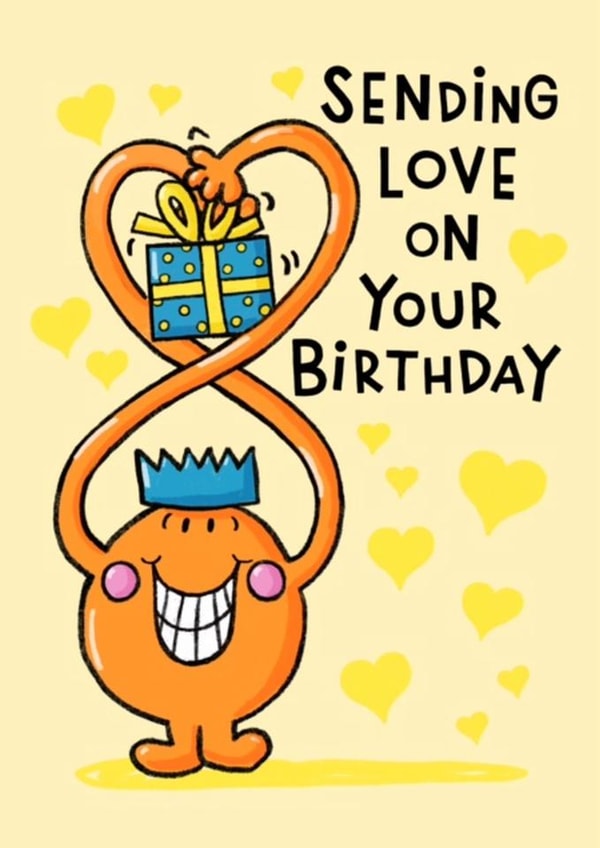 Cute Birthday Card - Mr. Men - Mr. Tickle - Present created by Mr. Men