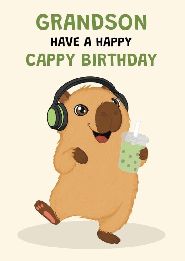 Cute Birthday Card — For Grandson — Capybara created by @Cupsie's Creations