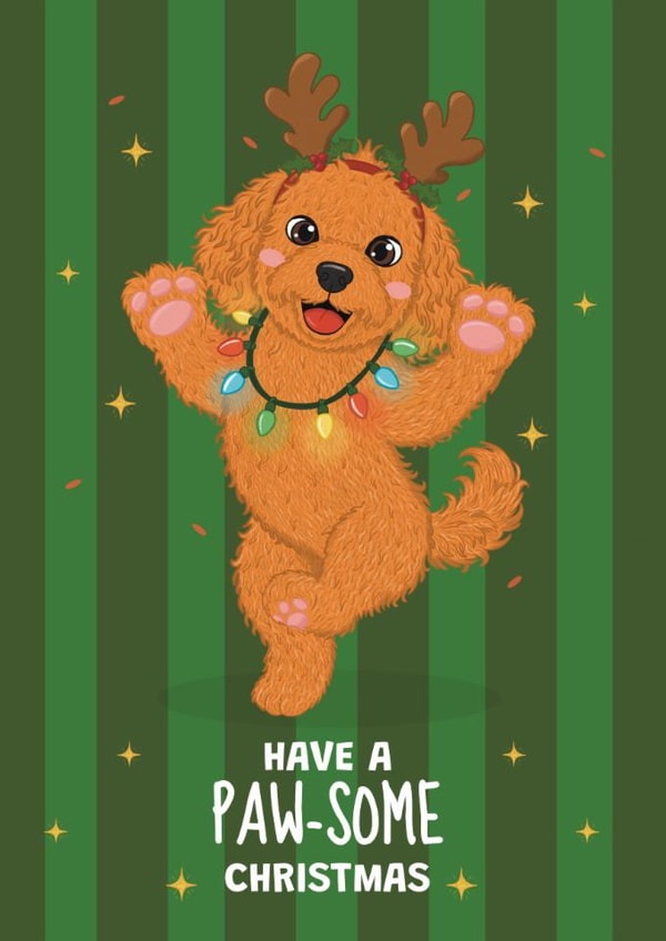 Cute Christmas Card - Festive Dog - Reindeer Antlers created by @Cupsie's Creations
