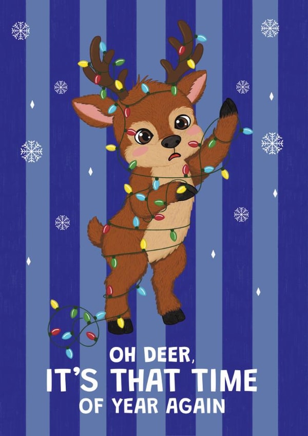 Cute Christmas Card - Oh Deer - Reindeer Pun created by @Cupsie's Creations