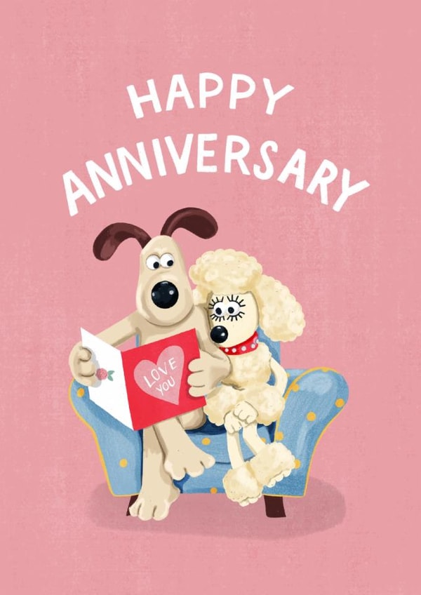 Cute Anniversary Card - Wallace and Gromit - Fluffles And Wallace created by Wallace & Gromit