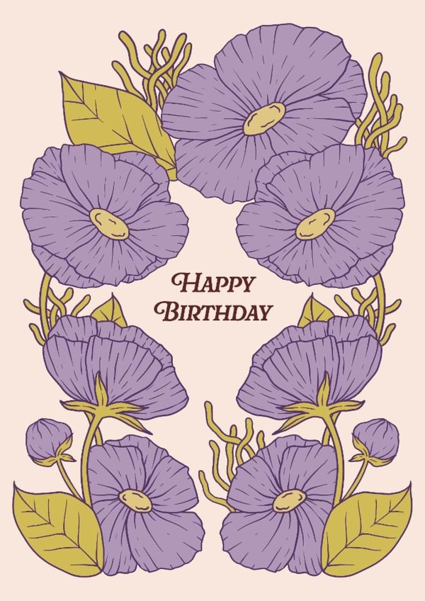 Arty Birthday Card - Purple Flowers created by Lately Studio
