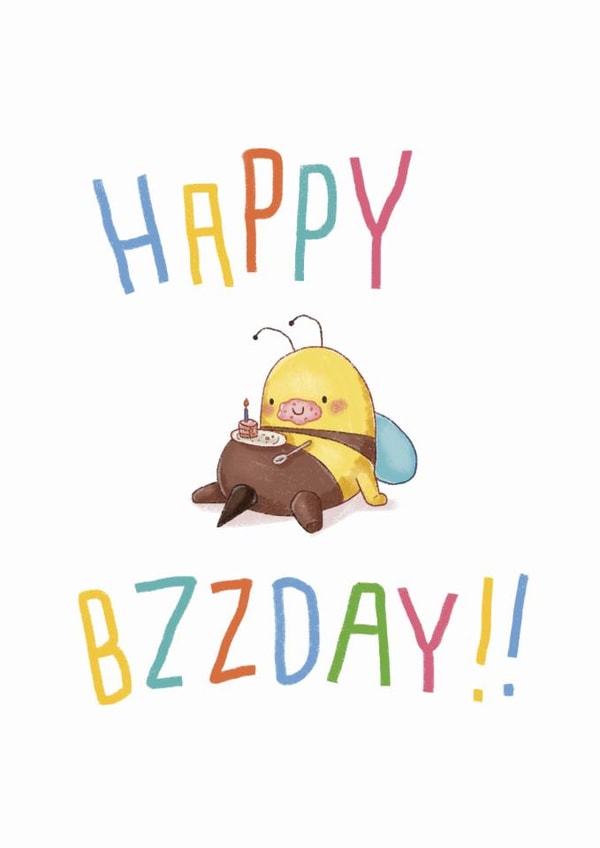 Cute Birthday Card — Bee — Happy Bzzday created by Marina Kromitsyna