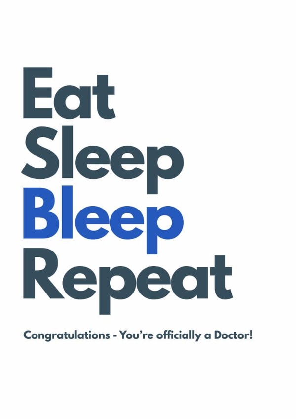 Classic Congratulations Card - You're Officially A Doctor - Bleep created by Silva + Stars