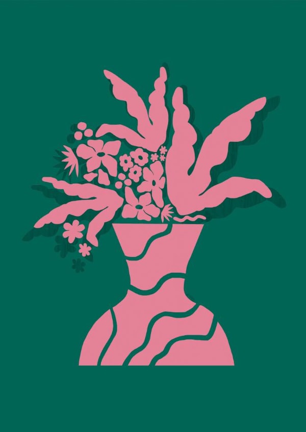 Arty Just Because Card - Pink & Green Florals created by marthamade