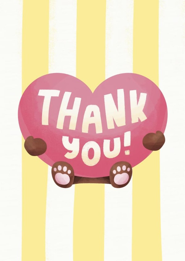 Cute Thank You Card – Pink Heart – Sweet & Playful created by Marina Kromitsyna