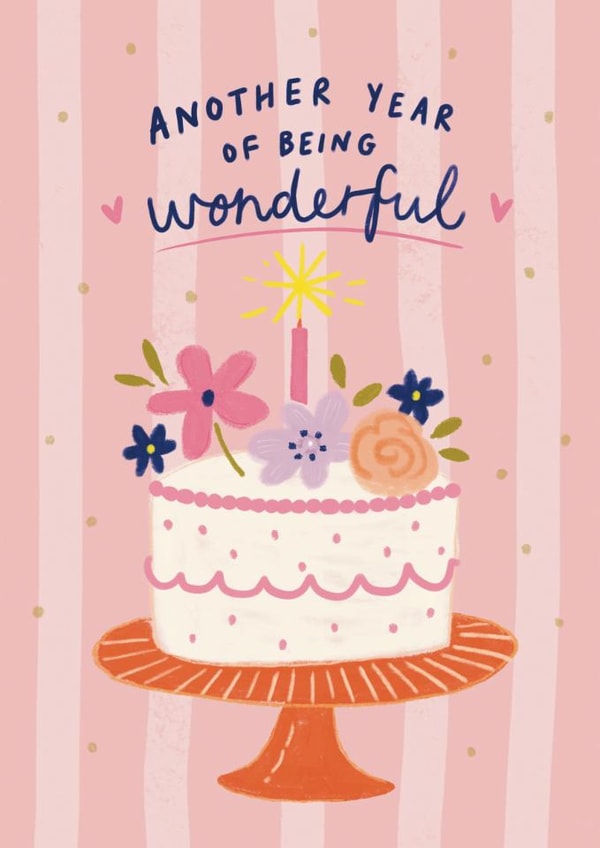 Classic Birthday Card - For Her - Another Year Of Being Wonderful created by Sweetlove Press