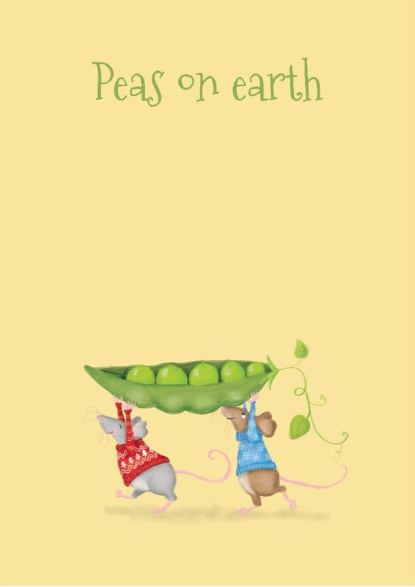'Peas on earth' cute mouse Christmas card created by LeopardyNonsense