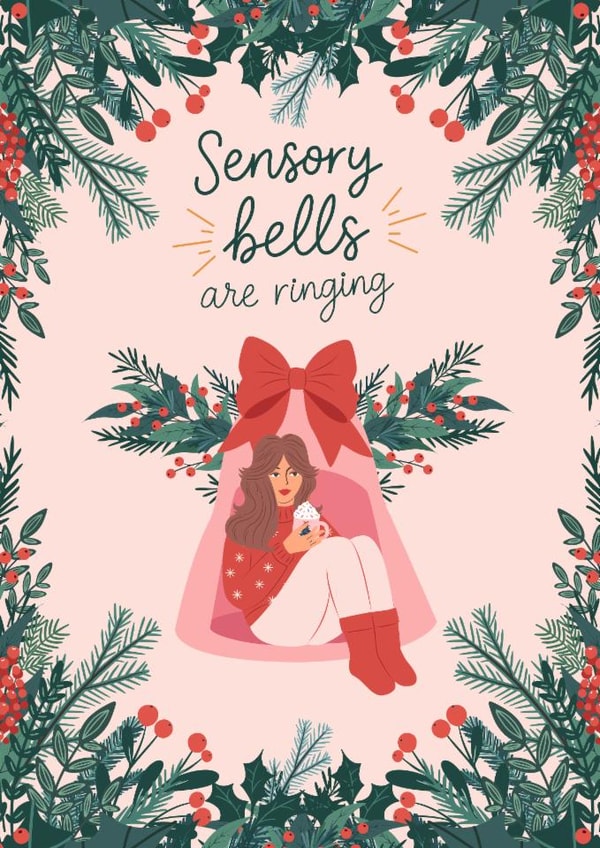 Funny Christmas Card - Sensory Bells Are Ringing - Neurodivergent created by Sad Girl Illustration