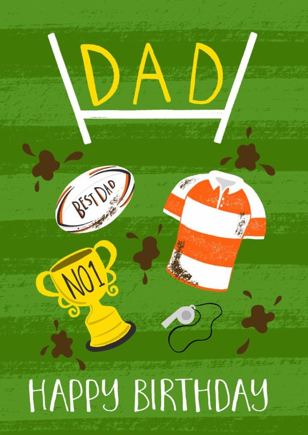 Classic Birthday Card - For Dad - Rugby created by Christine Gore