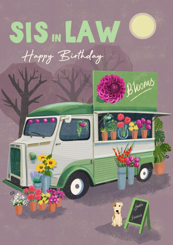 Classic Birthday Card - For Sister In Law - Florist Van created by Rocket68