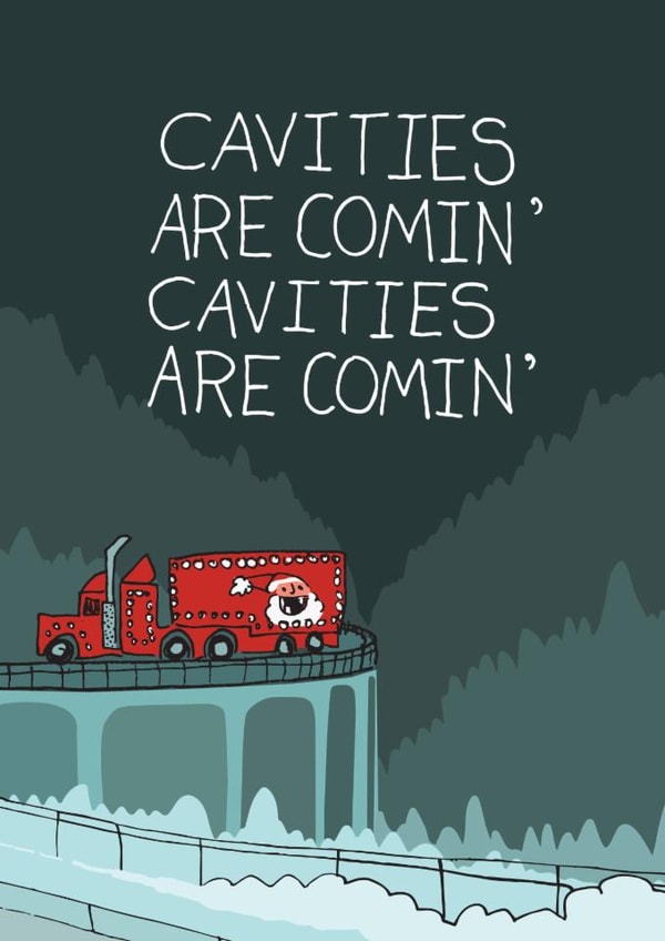 Funny Christmas Card | Cavities are Comin' Coke Parody created by The Curious Pancake