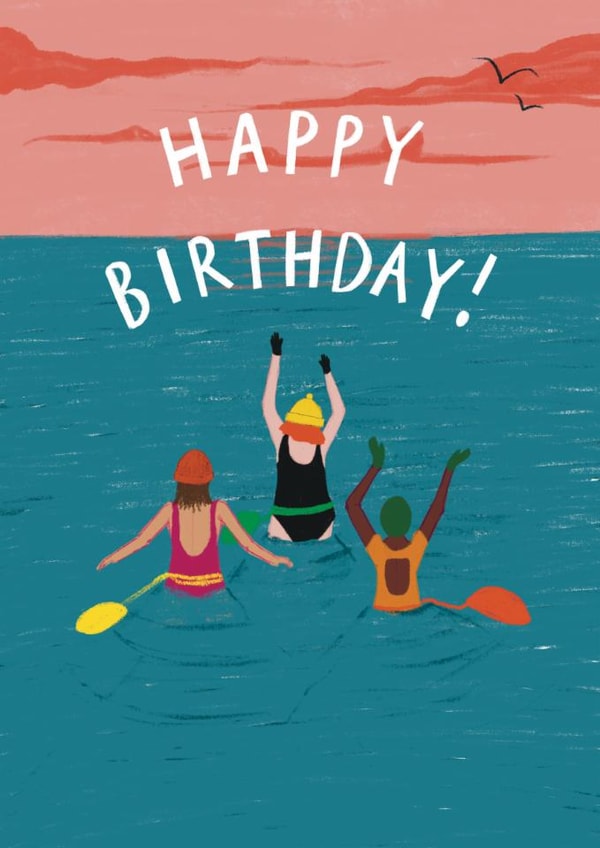 Classic Birthday Card - Sea Swimming created by martha and hepsie ltd