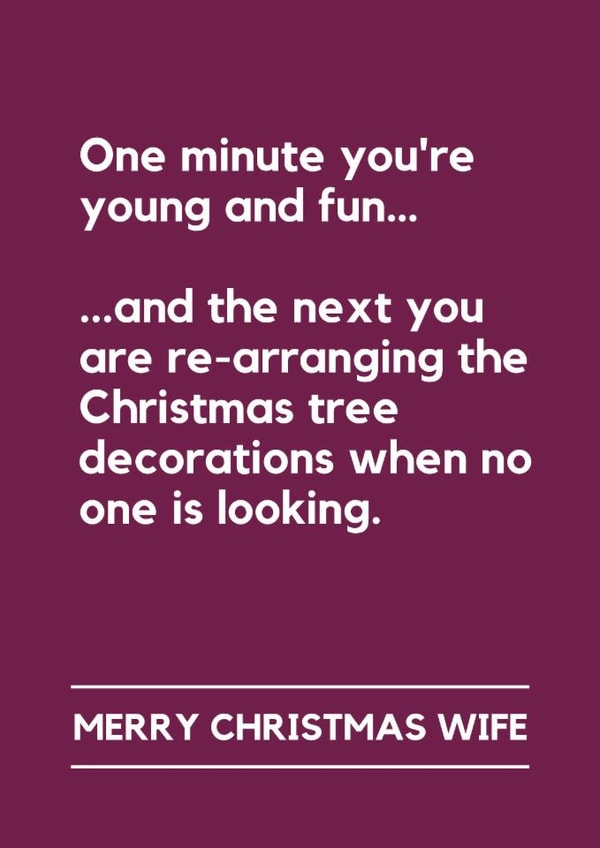 Funny Christmas Card for Wife – Rearranging the Christmas Tree created by Lemonade Insight
