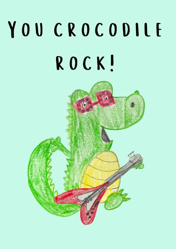Elton John Crocodile Birthday, Anniversary, Thank you card - You Crocodile rock! created by Oopsy Daisy Designs