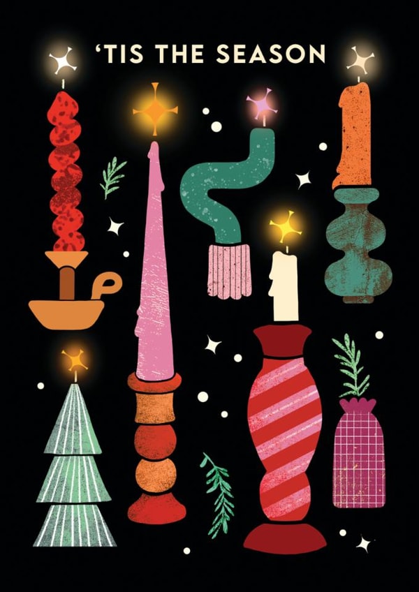 Arty Christmas Card - 'Tis the Season - Candles created by Emily Nash Illustration
